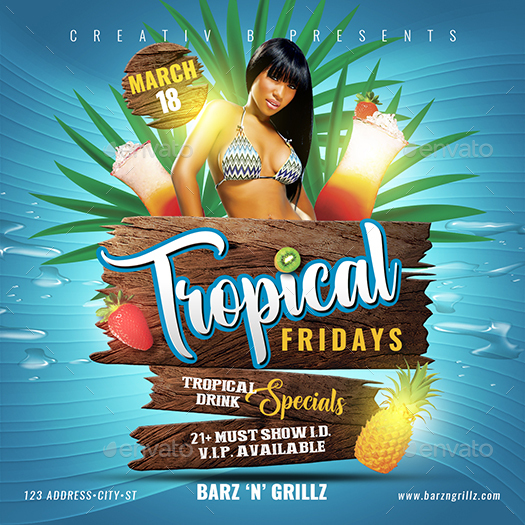 Tropical Party Flyer Templates By Creativb Graphicriver